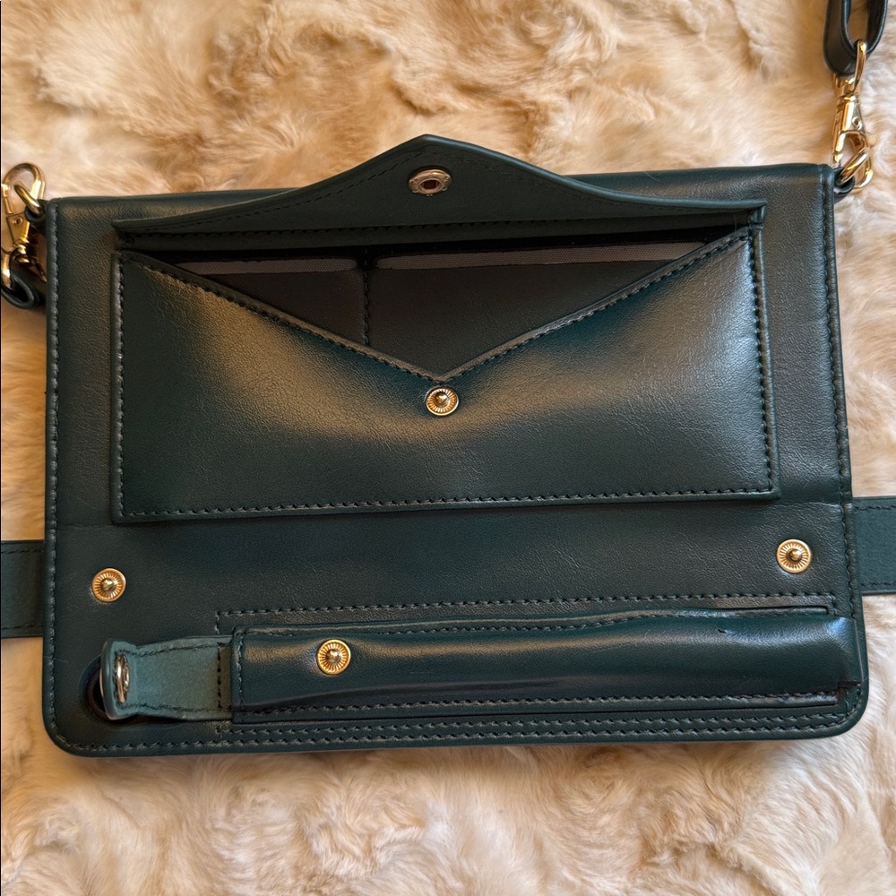 Techcircle Folio Stand PU Green Leather Crossbody Mini IPad Handbag Case - Picture 4 of 11